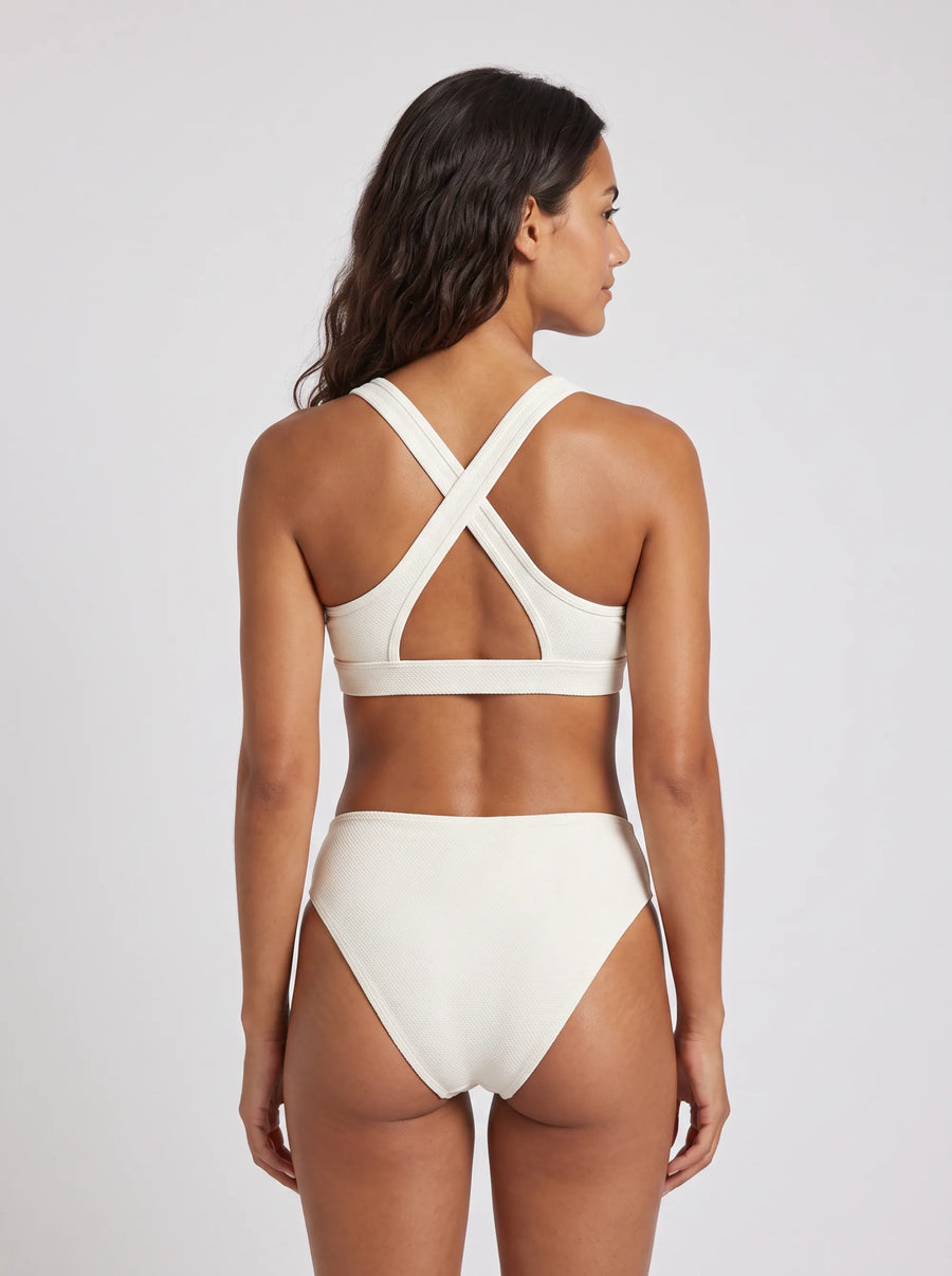 Ensemble Midi Pile, porté vue dos en studio, maillot de bain Palm Club